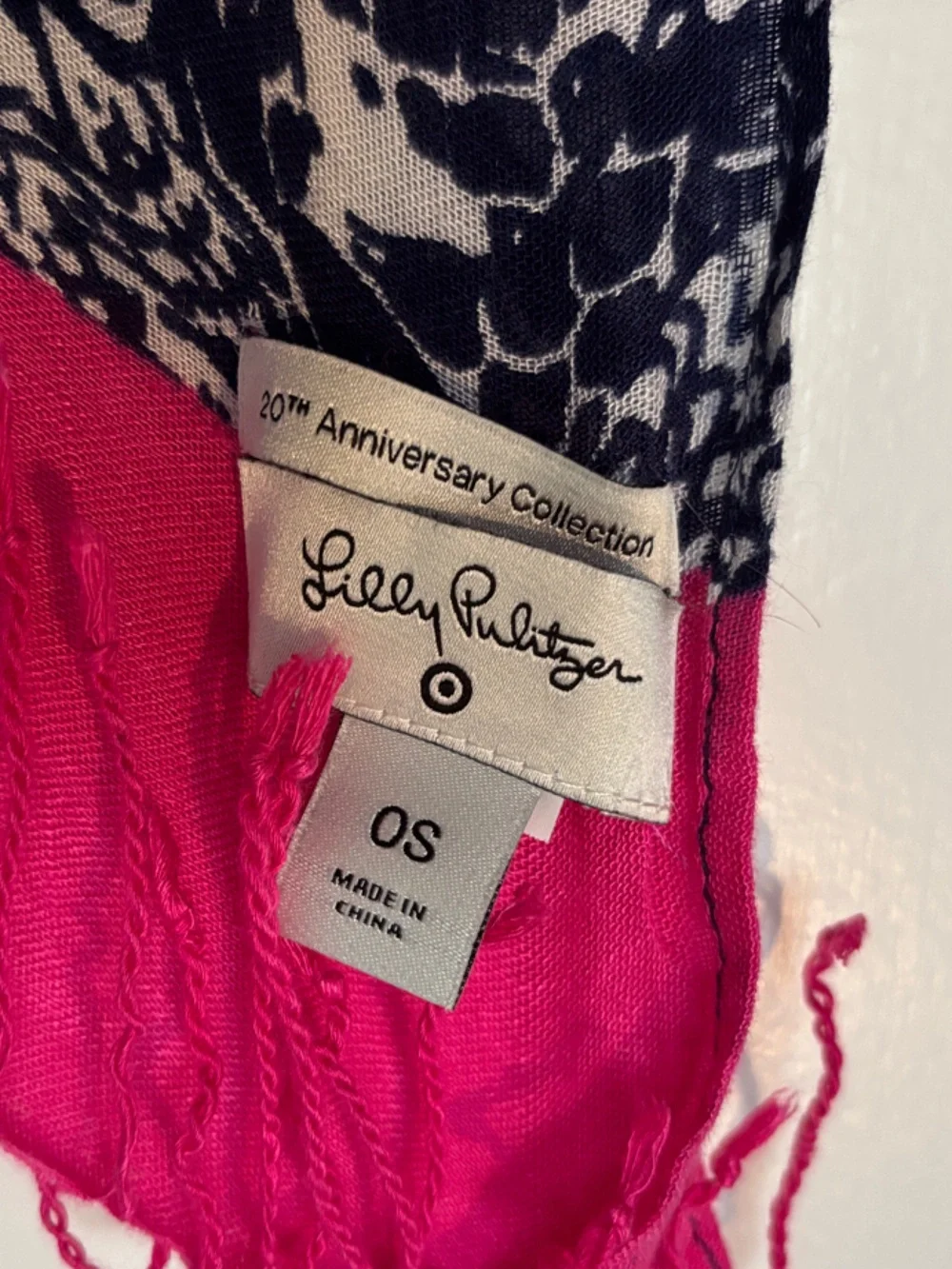 Lilly Pulitzer Navy and Hot Pink Floral Scarf